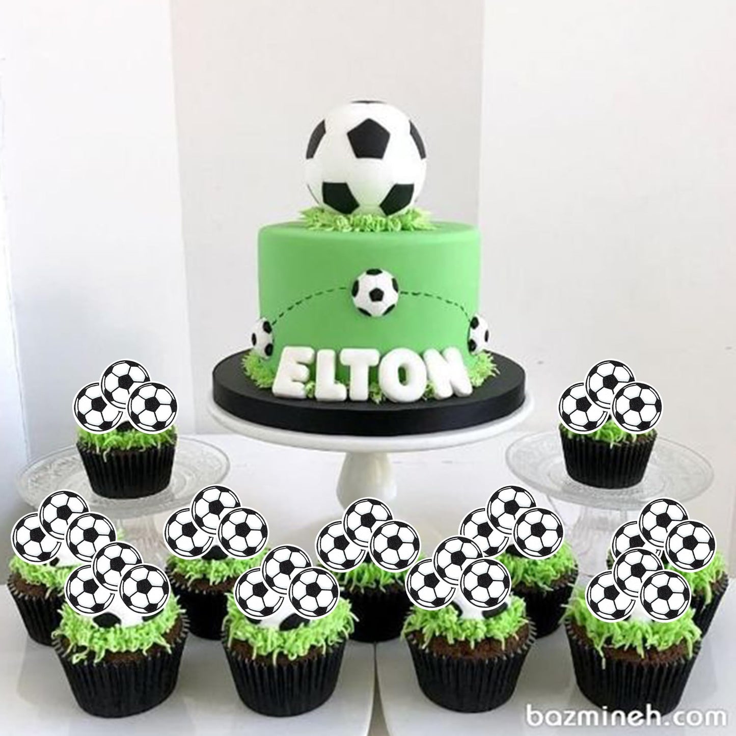 Rssta i 48 Pack Edible Football Cupcake Toppers, Soccer Theme, 1.3 inches, Paper
