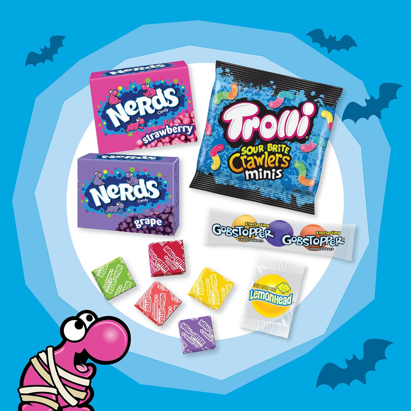 Halloween Candy Classic Fun Trick-or-Treat Assortment with Nerds, Trolli, Now and Later, Lemonhead, Gobstoppers, 260 Pieces, 69.