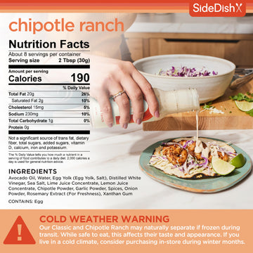Chipotle Ranch Dressing (Pack Of 3) - Seed Oil, Dairy & Gluten Free Salad Dressing W/Avocado Oil - Refined Sugar Free, Low Sodiu