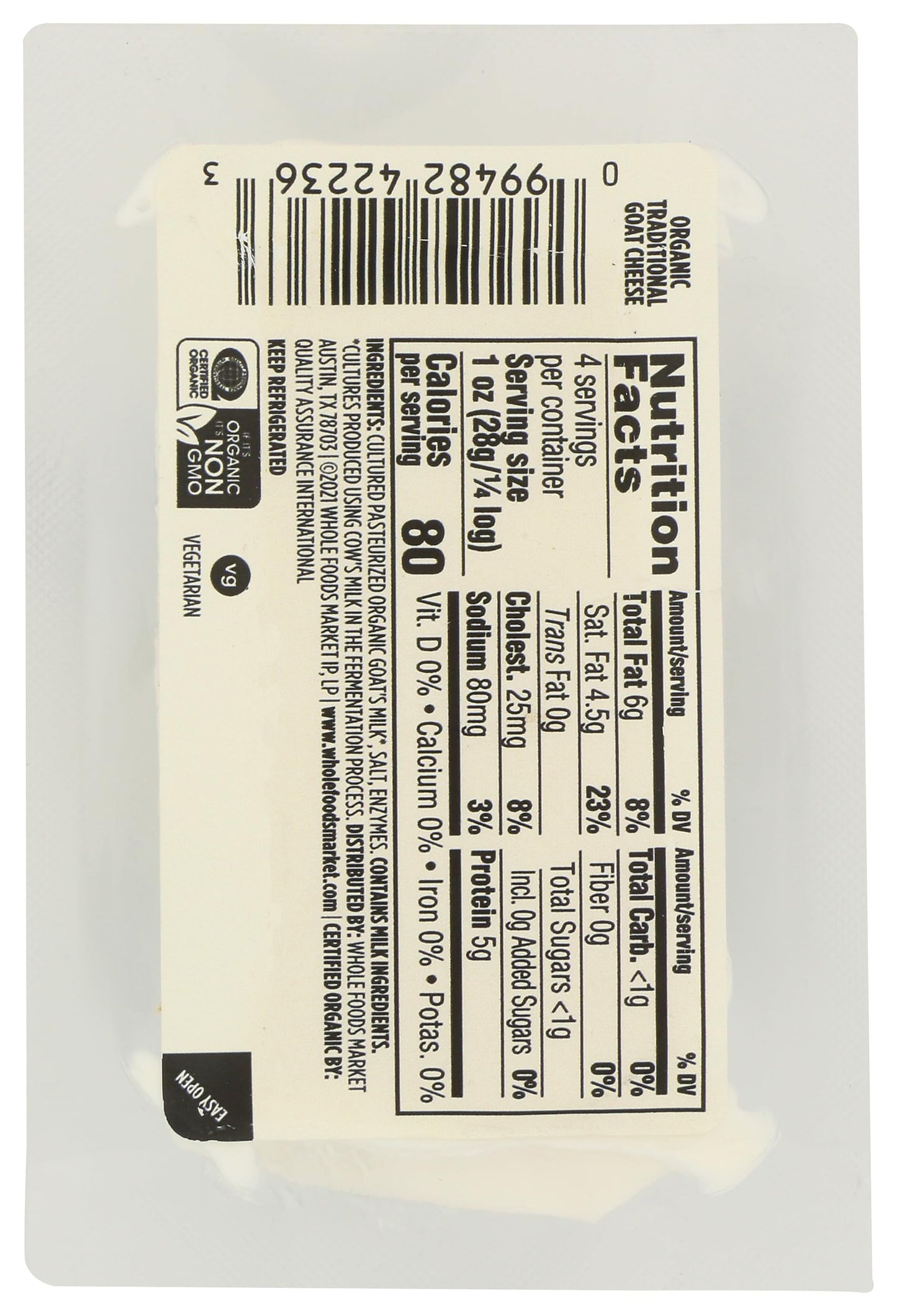 Whole Foods Market Organic Fresh Goat Cheese, 4 oz