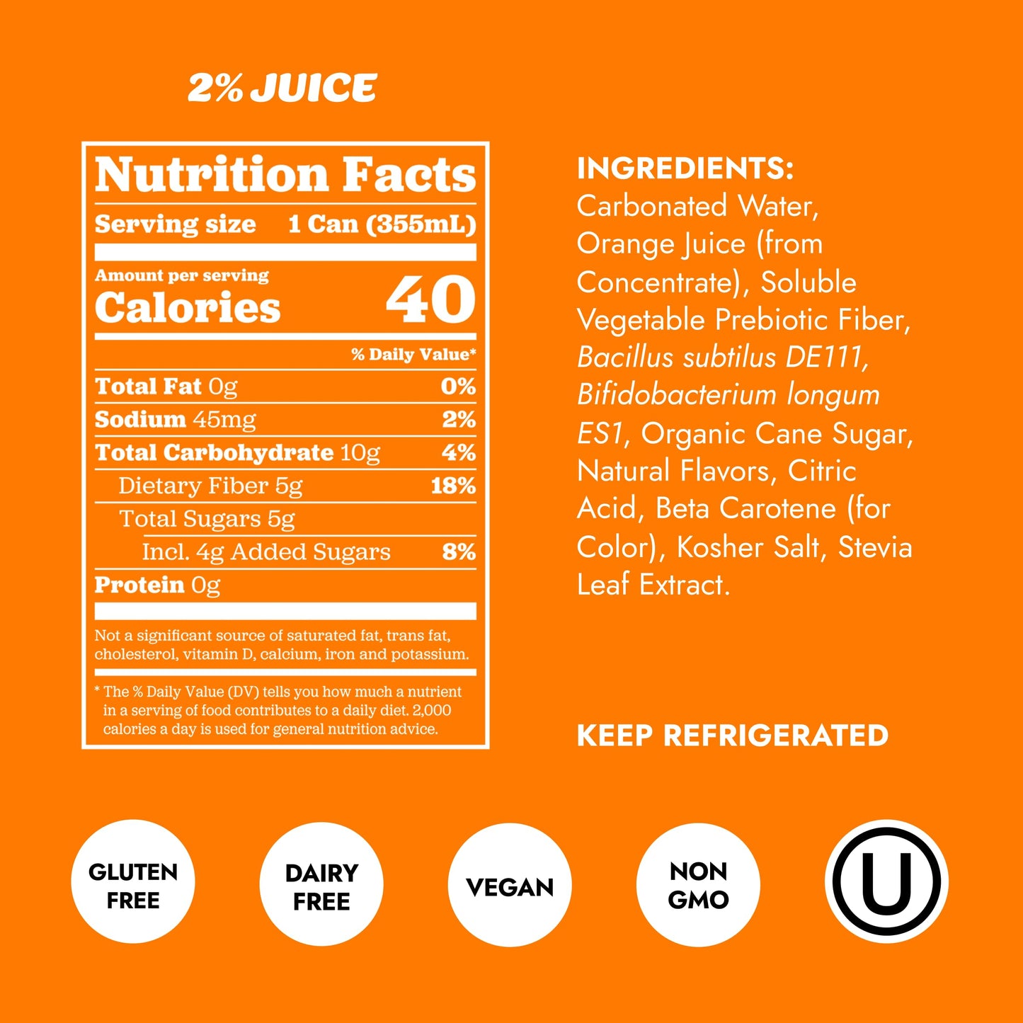 Slice Orange Healthy Soda, With Prebiotics and Probiotics, 12 fl oz Can