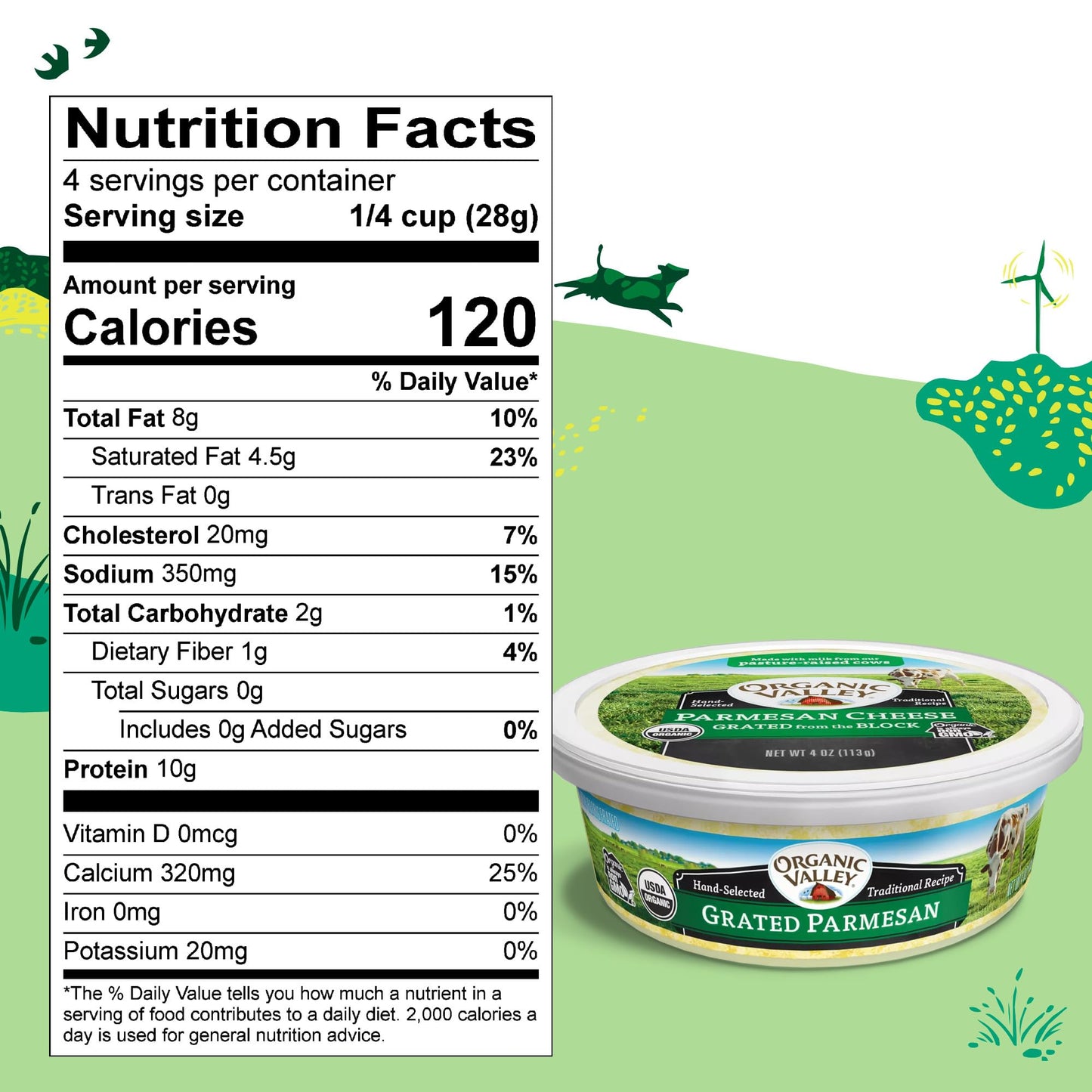Organic Valley Grated Organic Parmesan Cheese