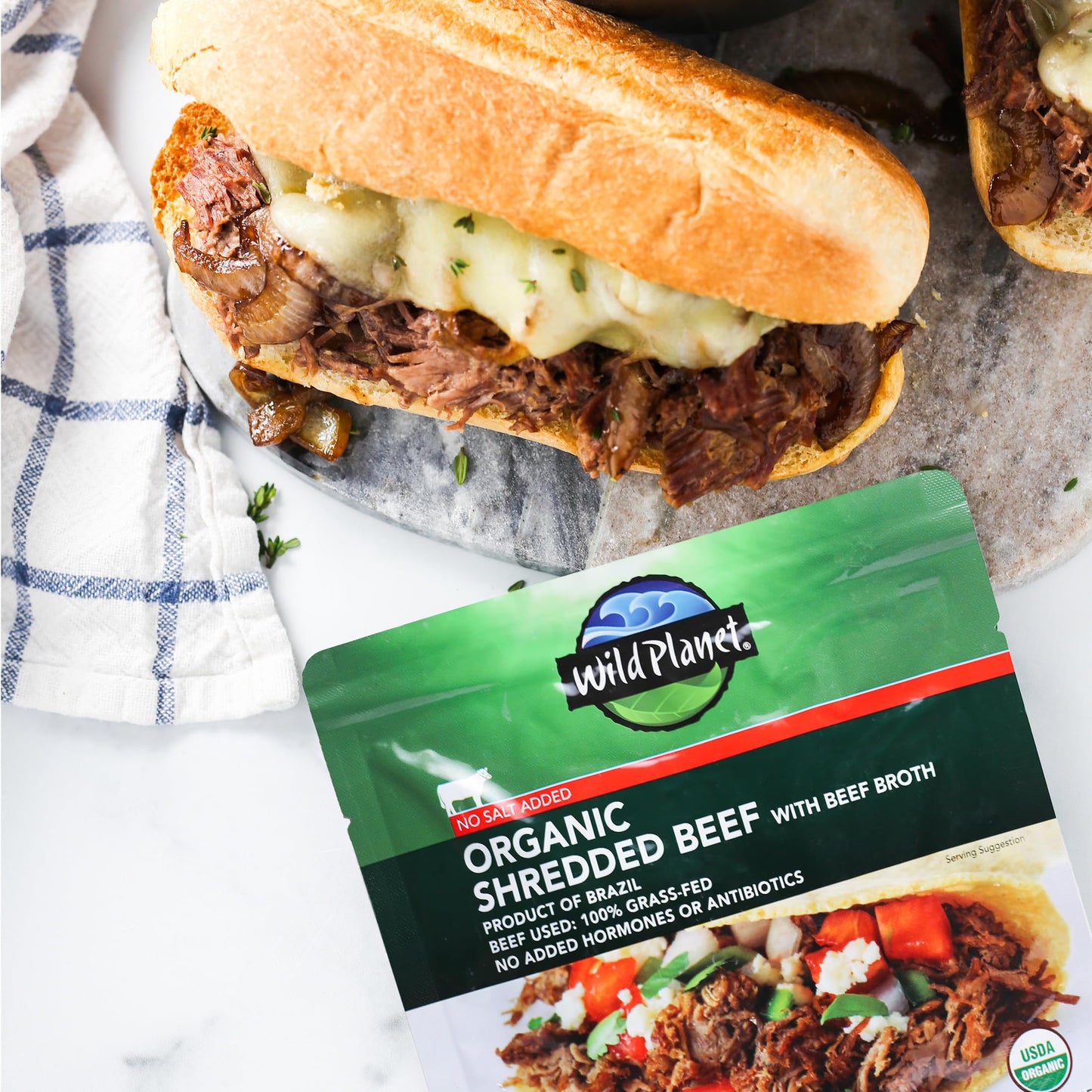 Wild Planet Usda Organic Shredded Beef With Beef Broth, No Salt Added, 3 Oz Pouch (Pack Of 24)