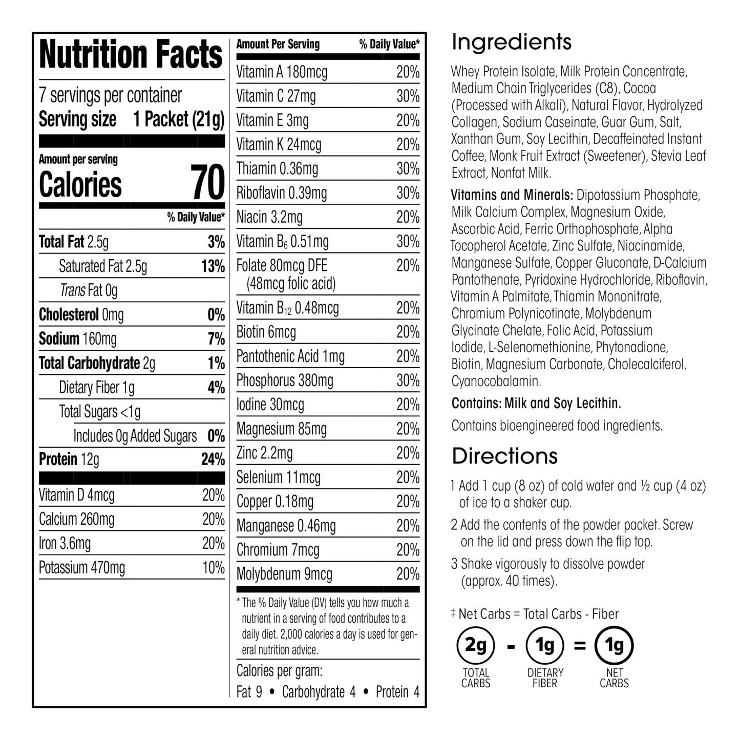 WonderSlim Keto Meal Replacement Shake, Chocolate, Low Carb, C8 MCTs, 12g Protein, Collagen, 25 Vitamins & Minerals, Gluten Free