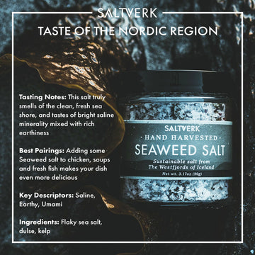 Saltverk Seaweed Sea Salt - 3.17 Ounces Jar - Hand Harvested Gourmet - Eco-Friendly