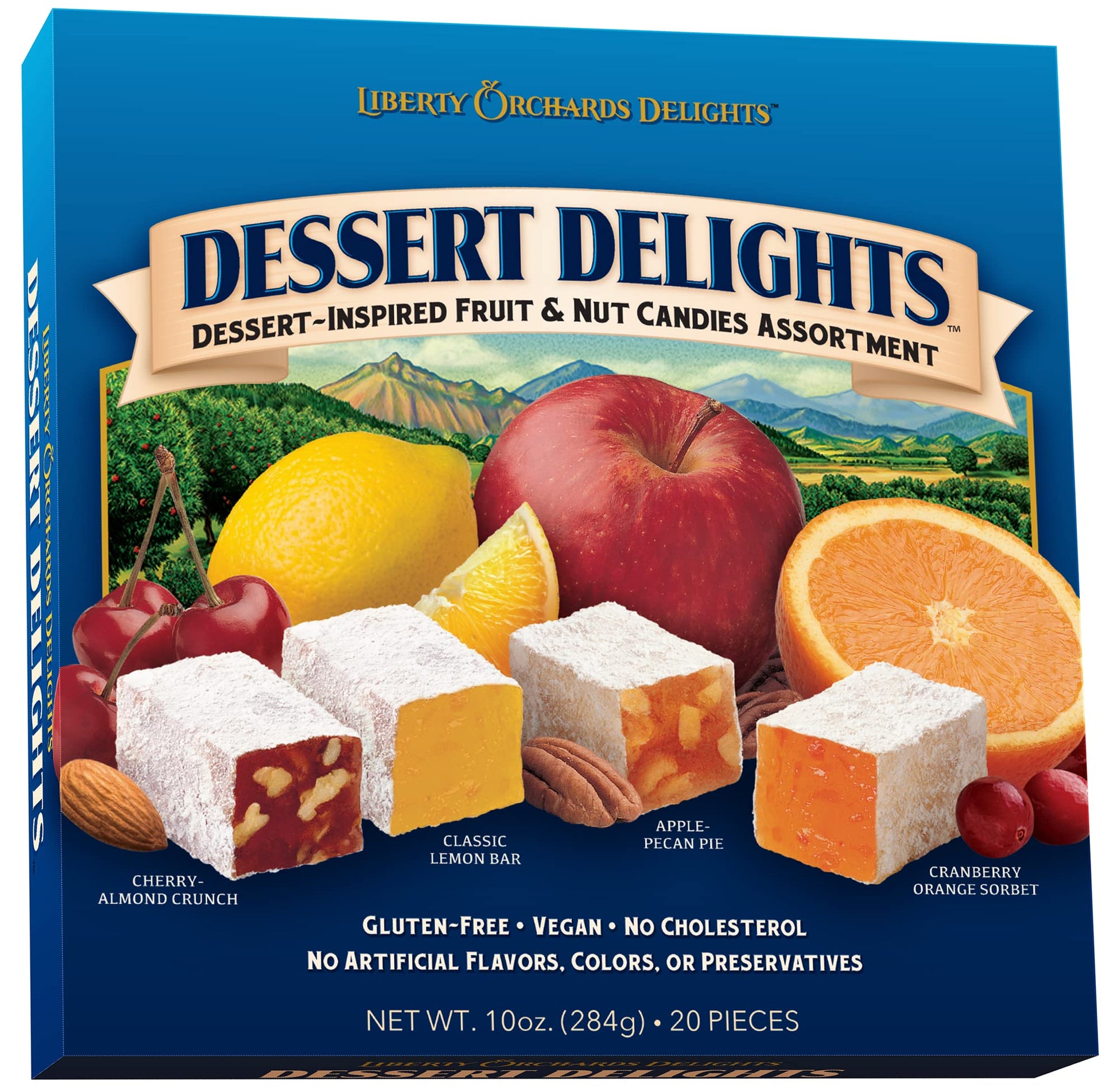 Liberty Orchards, Dessert Delights - Fruit And Nut Candies - Turkish Delights Lokum Candy - Natural, Vegan, Gluten-Free - 10 Oz.