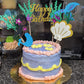 Alissar Glitter Mermaid Theme Birthday Cake Topper With Seaweed And Mermaid, Cake Cupcake Toppers For Girls Mermaid Themed Birth