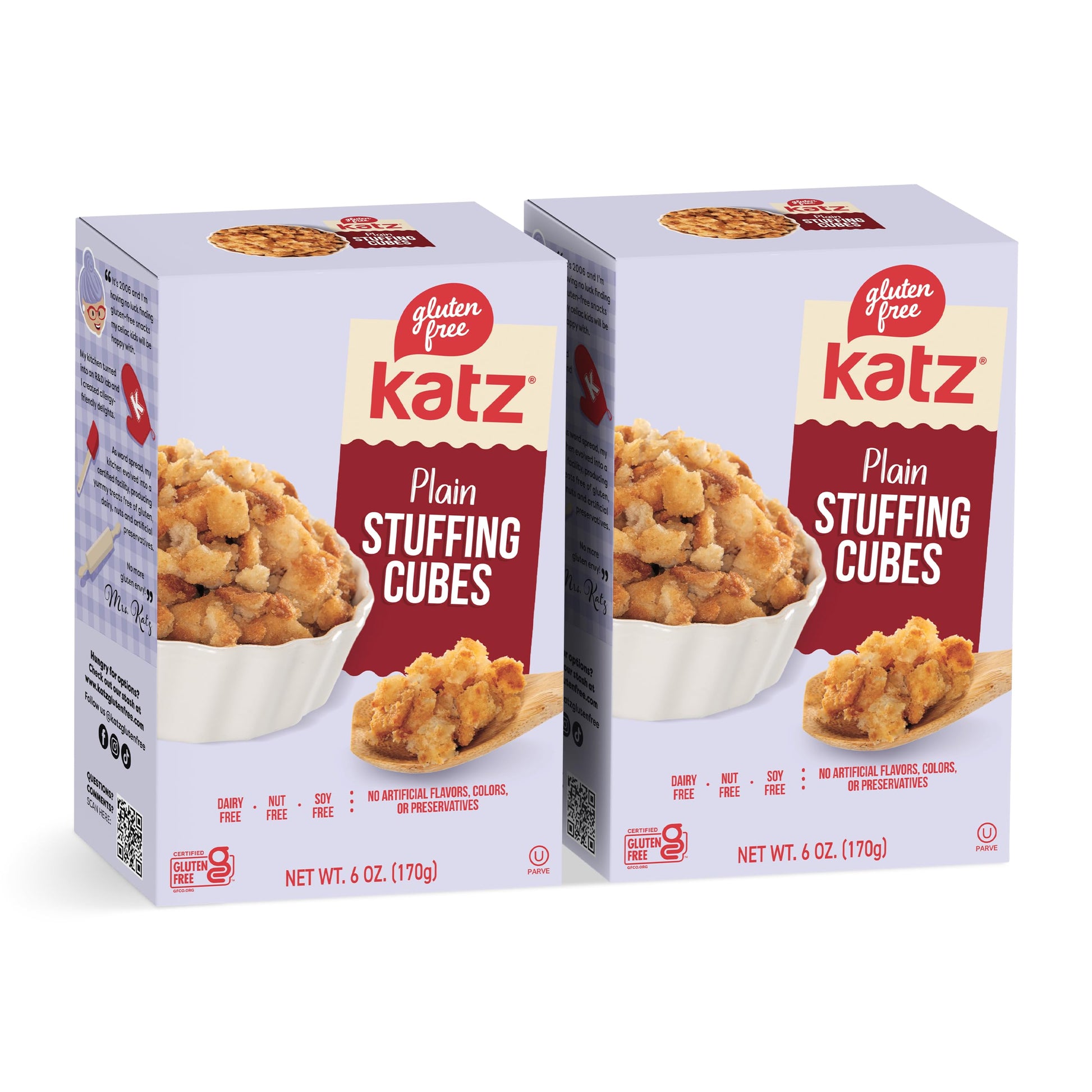 Katz Gluten Free Plain Stuffing Cubes. Create Your Stuffing Mix For Your Holiday And Everyday Cooking Needs  With No Artificial Flavors  Colors  Or Preservatives  Pack of 2 (6 Oz)