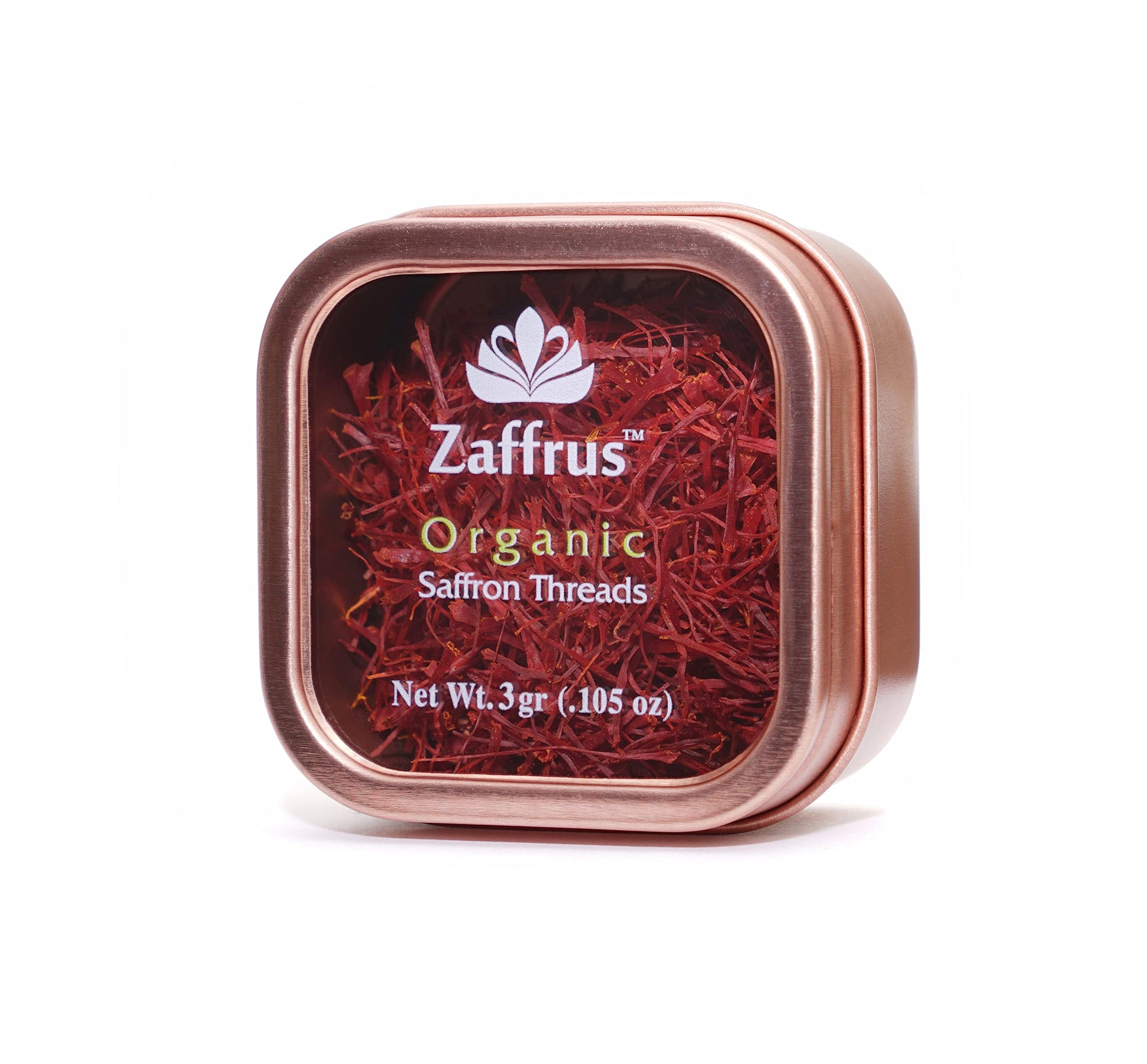 Zaffrus - Certified Organic Saffron Threads For Cooking Saffron Rice  Paella  Risotto  Soup  Desserts & Tea. (3 Gram / .105 Oz)