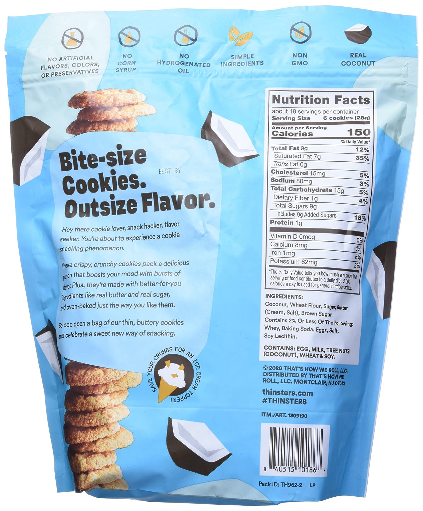 Thinsters Toasted Coconut Cookie (19 Oz) Pack of 2