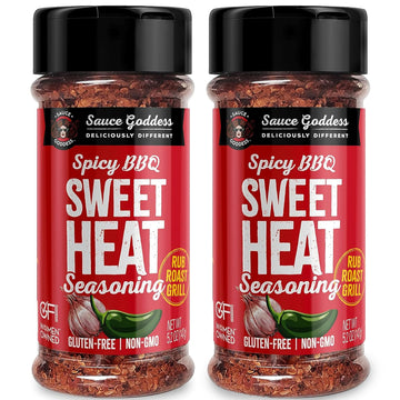 Sauce Goddess BBQ Sweet Heat Spice Shaker (2-Pack) - BBQ Rub with Brown Sugar and Has a Nice Garlic Flavor. Combination of Spicy