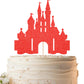EONNCNT Castle Cake Topper - Red Glitter Cardboard Decoration for Birthday Parties and Baby Showers