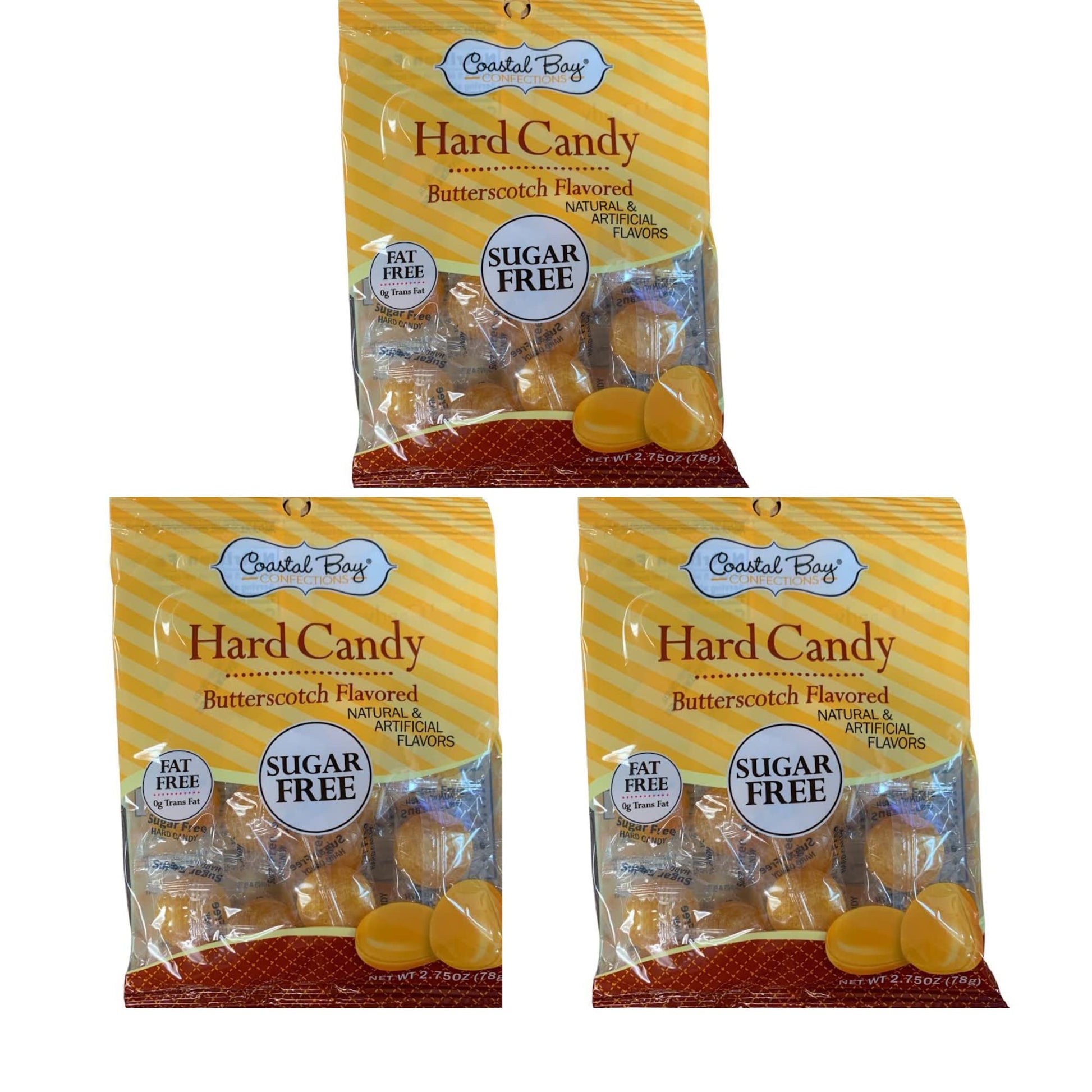 Coastal Bay Sugar Free Butterscotch Flavored Hard Candy, 3 Bags