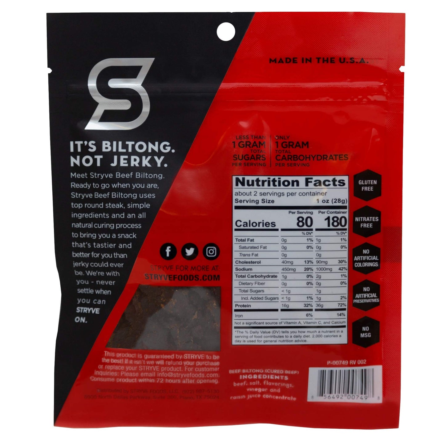Strv Beef Biltong Pripri ( 12 X 2.25 Oz   )