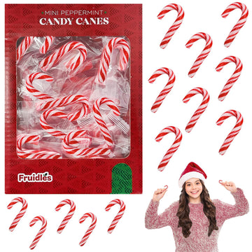 Fruidles Christmas Candy Canes Mini's Suckers, Peppermint Flavor, Individually Wrapped, 2 inches, 4.42 ounces (125g) (500-Pack)