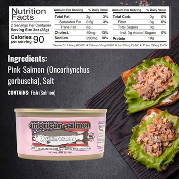 American Tuna Sushi-Grade Wild Alaskan Pink Salmon, Skinless & Boneless, 6 oz Cans, Pack of 6, MSC Certified, Sustainably Caught