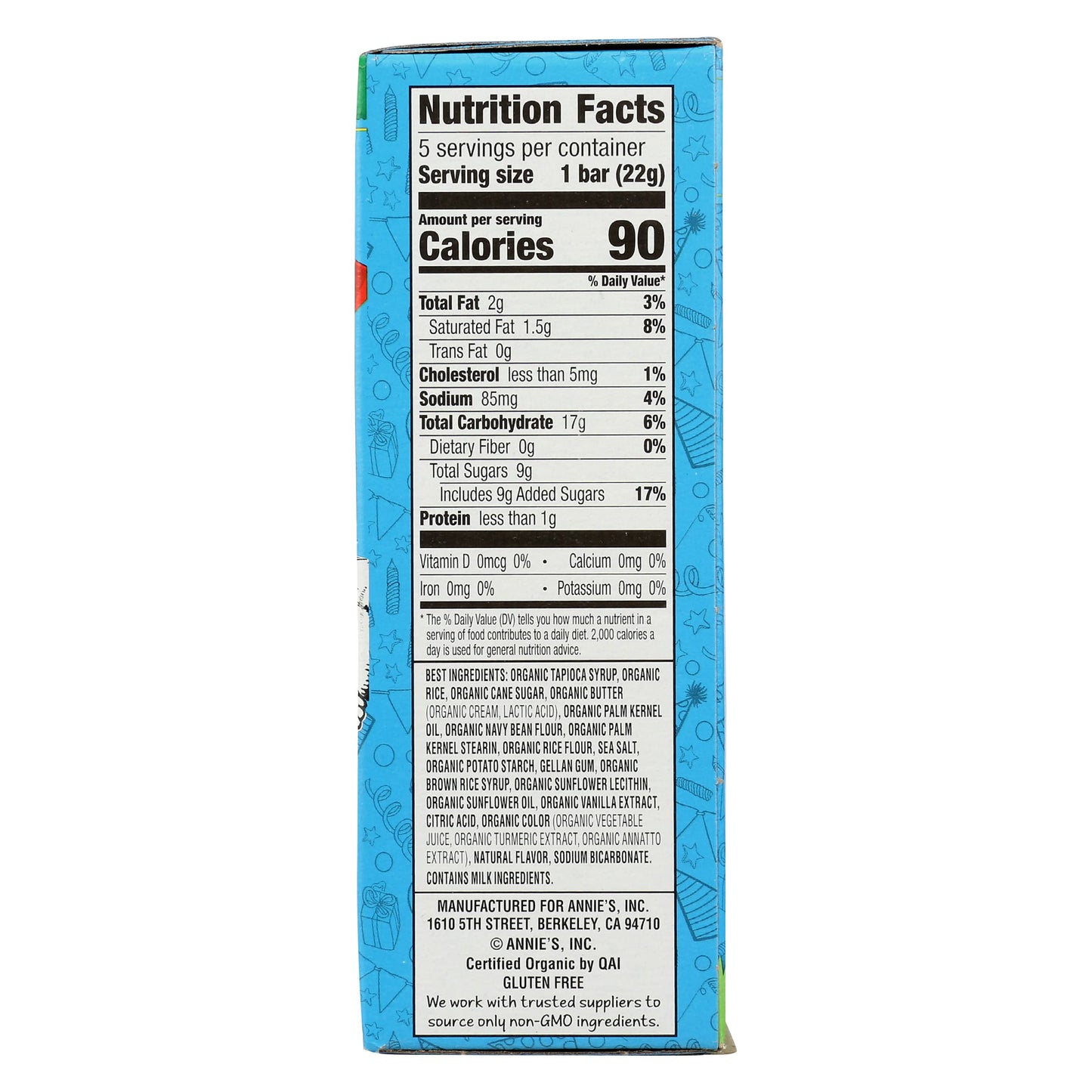 Annie'S Homegrown Organic Birthday Cake Crispy Bars, Gelatin Free, 3.9 Ounces (Pack Of 8)