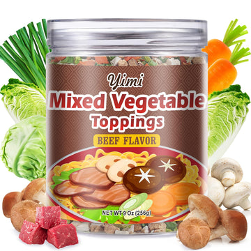 Yimi Ramen Toppings, Dried Beef Flavor, 7 Different Toppings - Dehydrated Vegetables | Freeze Dried Shiitake Mushrooms | Cabbage | Spring Onion, Ramen Toppers Add Flavor To Instant Noodles, Ideal For Gift