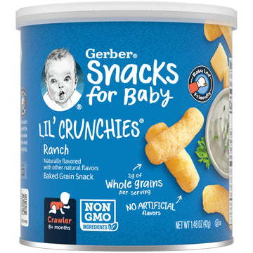 Gerber Snacks For Baby Lil Crunchies Baked Grain Snack (Ranch, Pack Of 6)