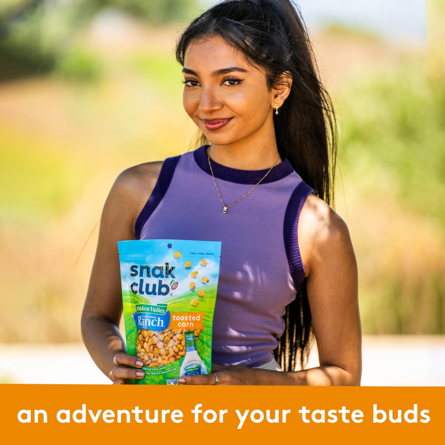 Snak Club Toasted Corn with Hidden Valley Ranch Seasoning, Roasted and Salted Corn Nuggets, Gluten-Free and Kosher Snack, 8.5 oz