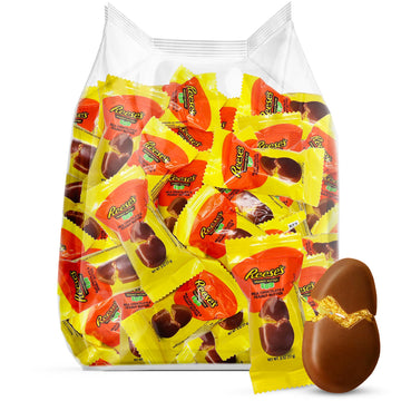 Reese Peanut Butter Eggs Snack Size 25 Pack - Easter Milk Chocolate Candy Individually Wrapped Treats for Egg Hunts & Basket Stu
