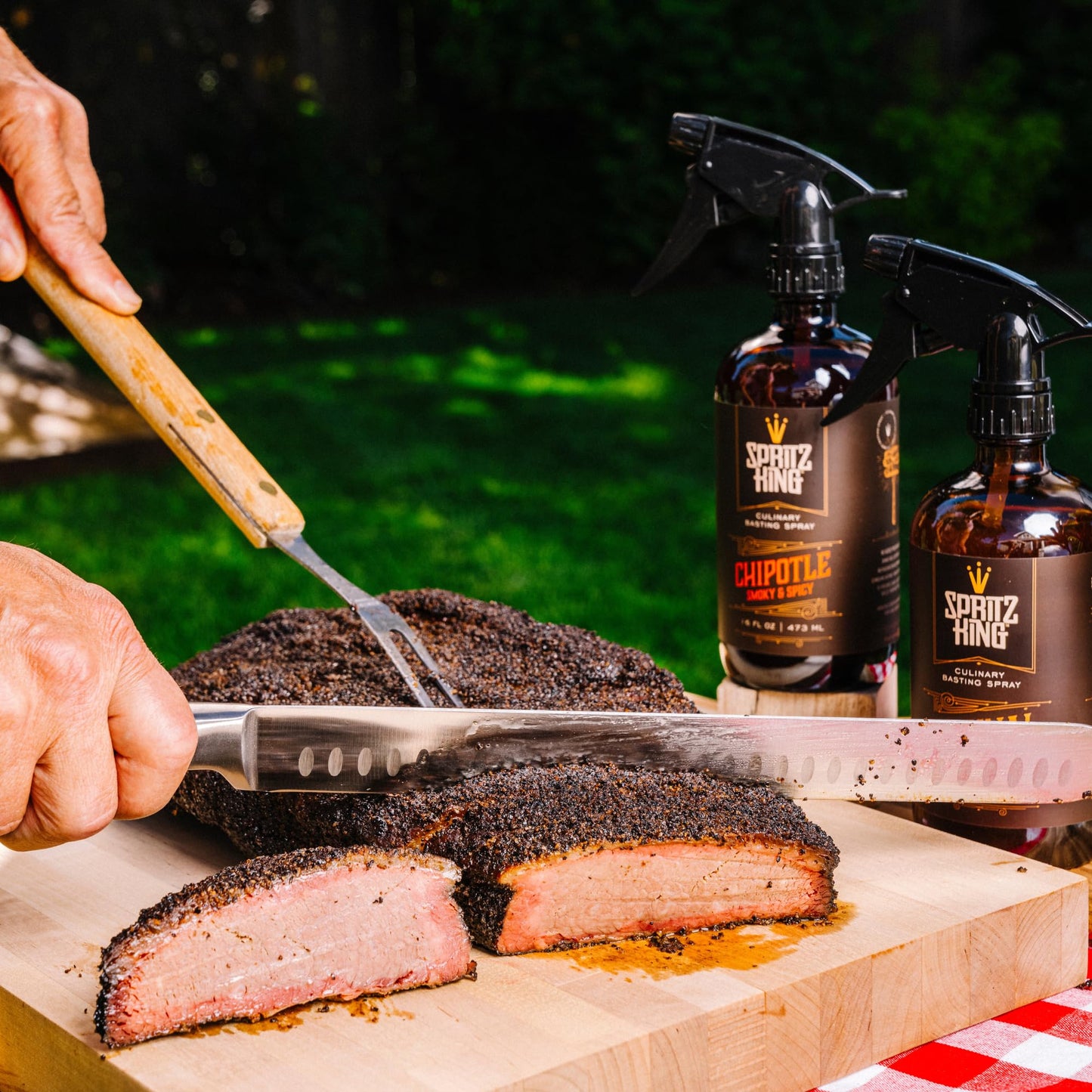Spritz King Culinary Basting Spray: For Grilling, Smoky Aroma, Air Frying - Delicious Dark Bark, Flavorful Crust & Moisture-Sealing Power - Great On Meats Or Veggies - Variety Pack Of 2 (16 Oz Ea)