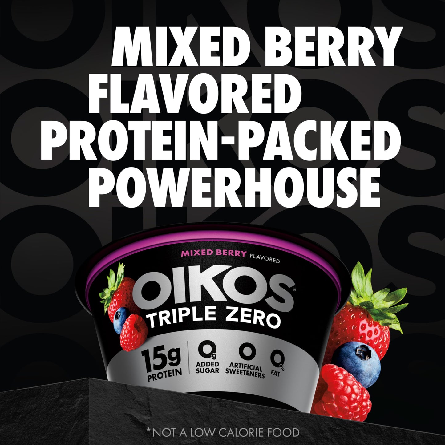 Oikos Triple Zero Mixed Berry Nonfat Greek Yogurt, 0% Fat, 0g Added Sugar and 0 Artificial Sweeteners, Just Delicious High Prote