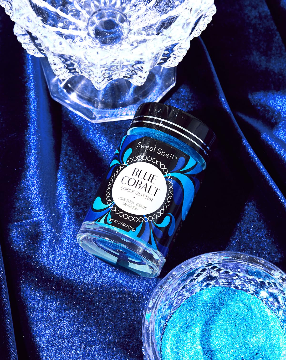 Sweet Spell Edible Glitter - Shimmer Sparkles for Drinks & Cakes, 0.5 oz, Cobalt Blue, 100% Edible & Vegan