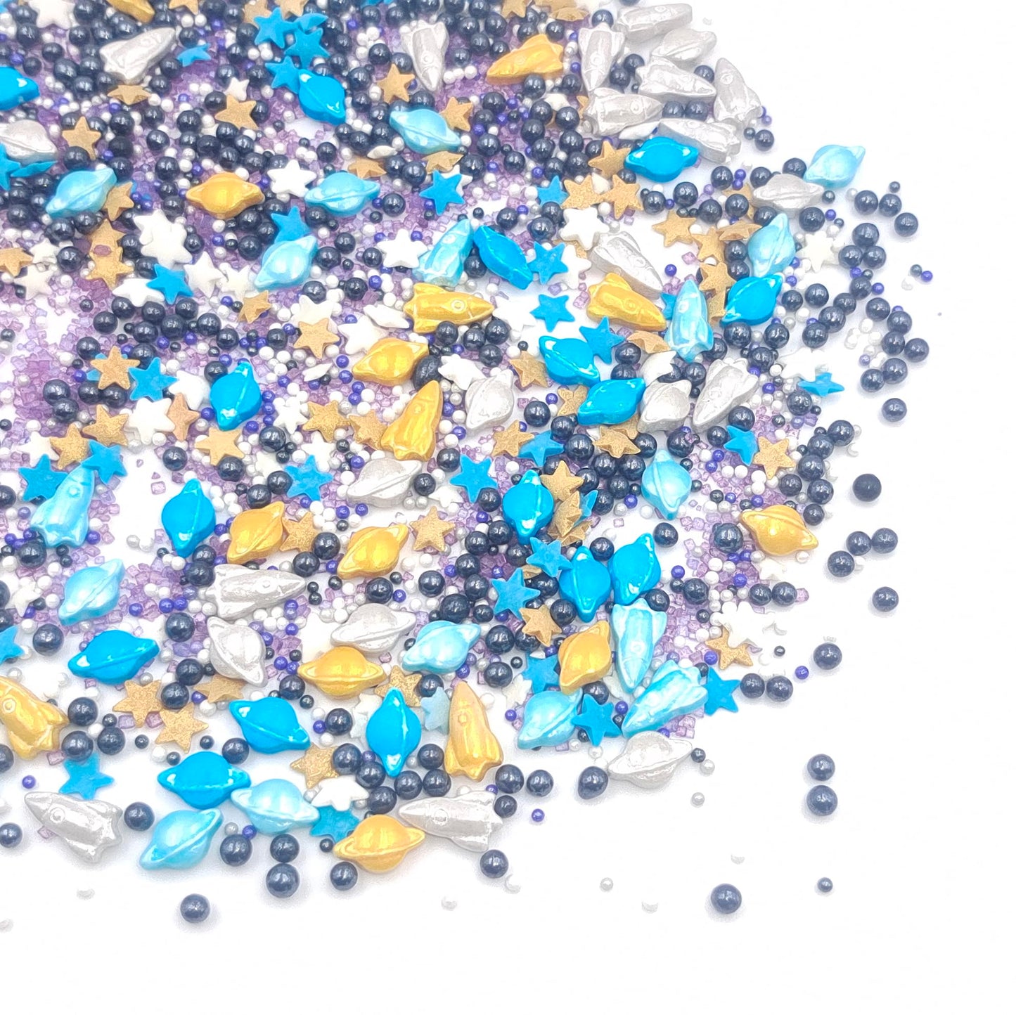 Sentovac Edible Space Theme Sprinkles | Edible Cake Cupcake Topper Decorations 1 Bottle 3.35Oz/ 95G | Planet Rocket Stars Sprink
