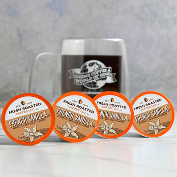 Fresh Roasted Coffee, French Vanilla, Flavored Coffee Pods, 72 Count
