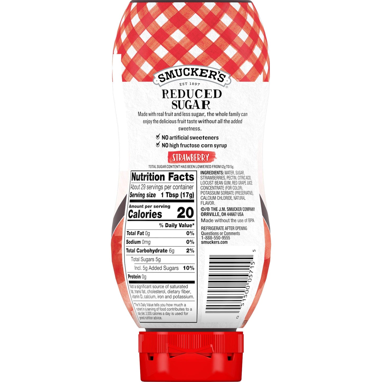 Smucker'S Reduced Sugar Strawberry Squeezable Fruit Spread, 17.4 Ounces (Pack Of 12)