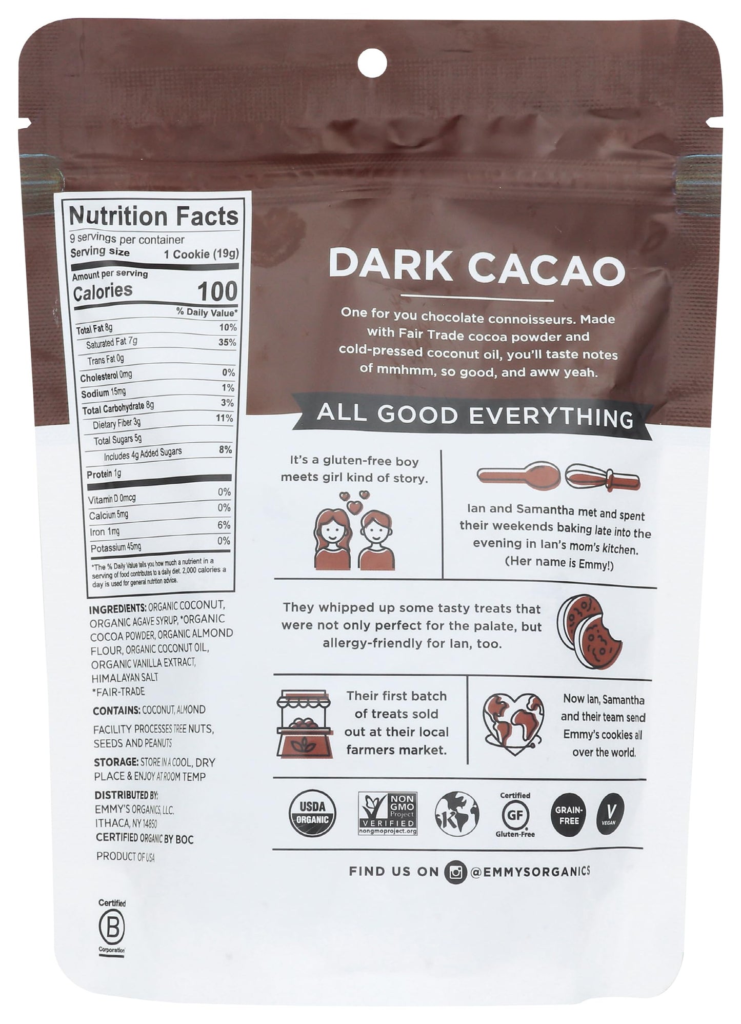 EMMYS Organic Dark Cacao Macaroons, 6 OZ