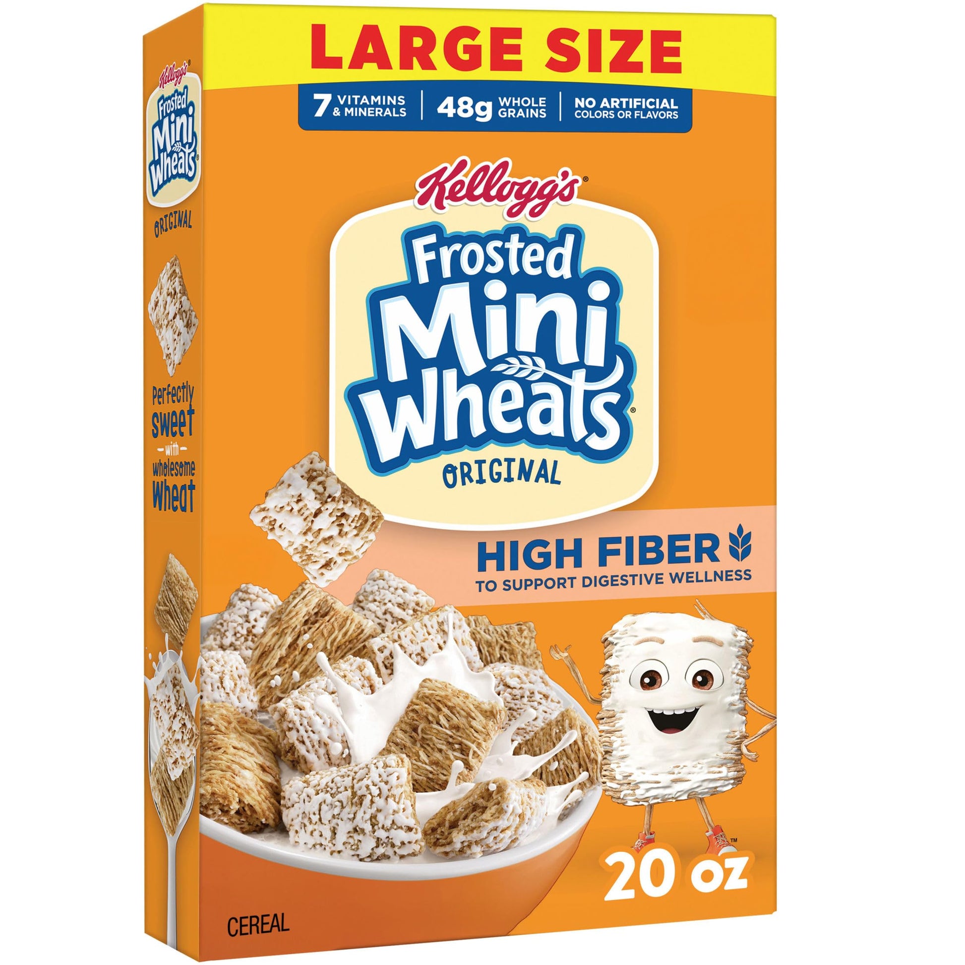 Kelloggs Frosted Mini-Wheats Breakfast Cereal, High Fiber, 48g Whole Grain, Large Size, 20 oz