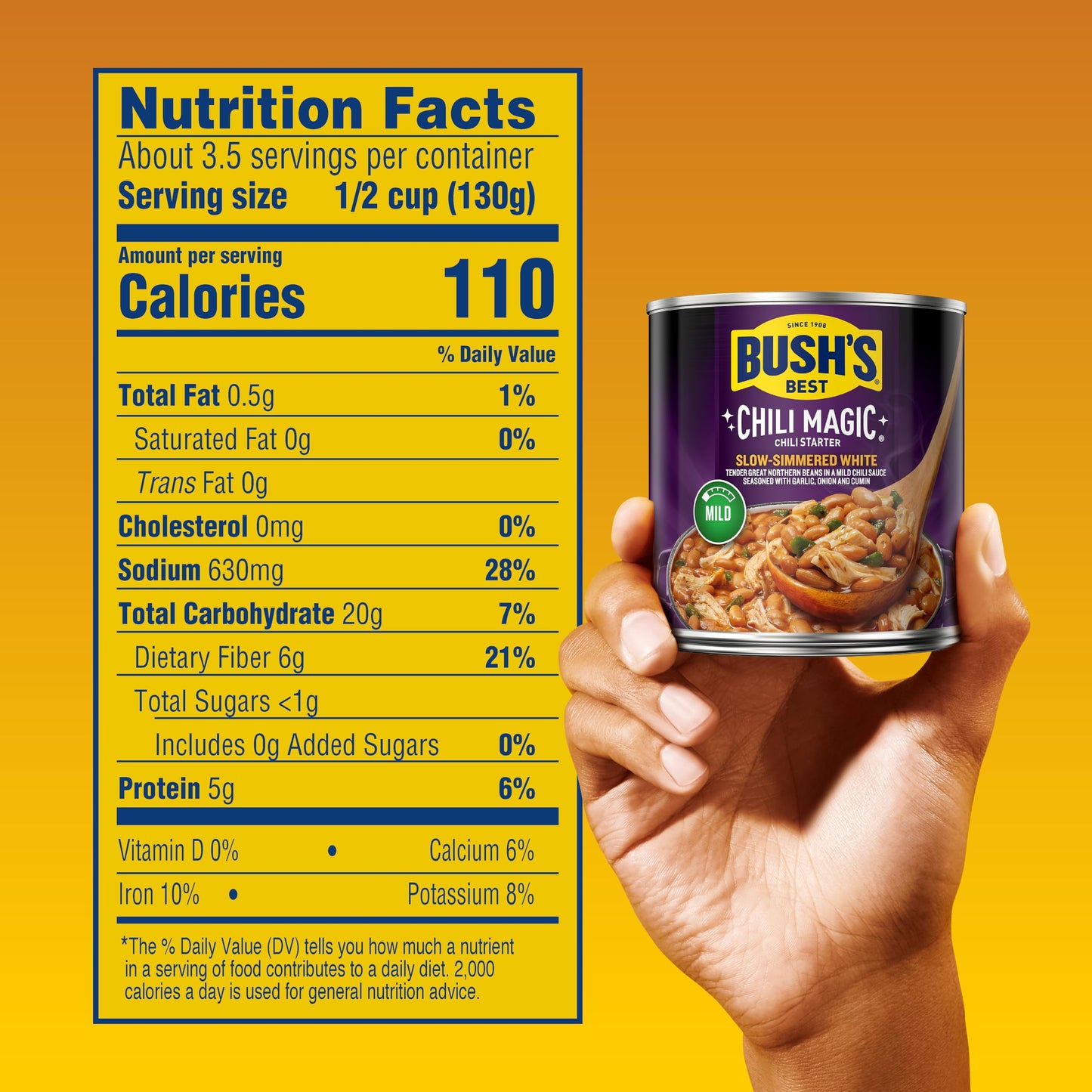Bush'S Best Canned Slow-Simmered White Chili Magic Starter (Pack Of 12), Source Of Plant Based Protein And Fiber, Low Fat, Glute