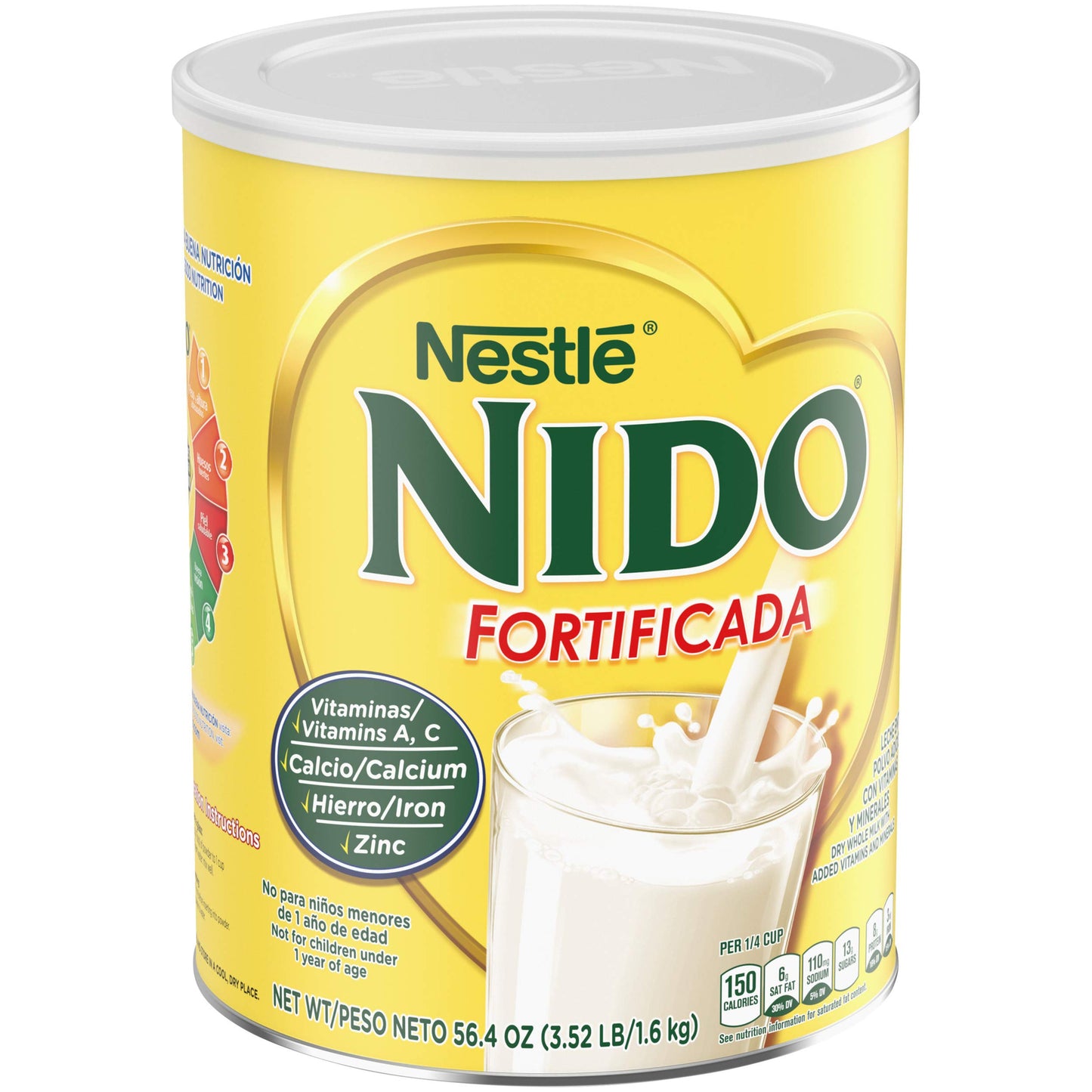Nestle Nido Fortificada Whole Milk Powder 56.4 Oz. Canister Powdered Milk Mix