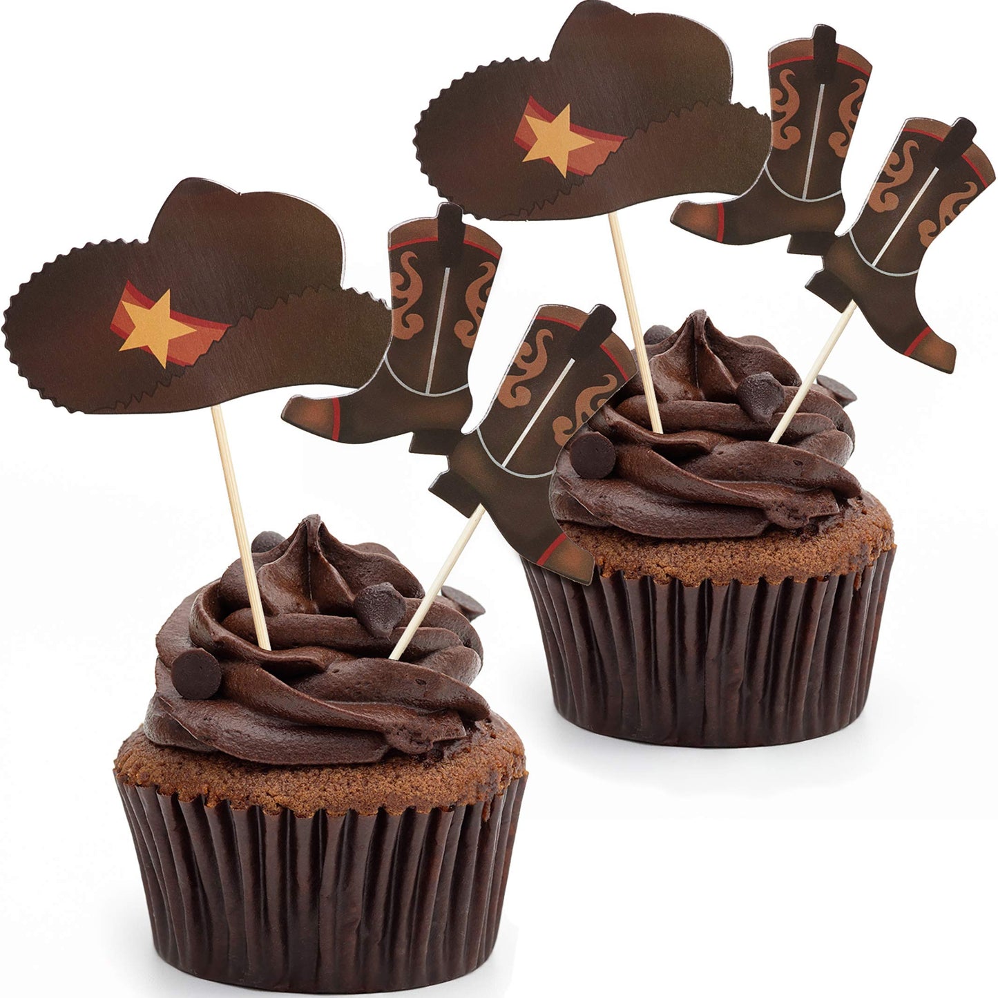 60 Pieces Cowboy Or Cowgirl Hat And Boot Cupcake Toppers Western Birthday Cake Decorations Rodeo Cupcake Picks Baby Shower Tooth