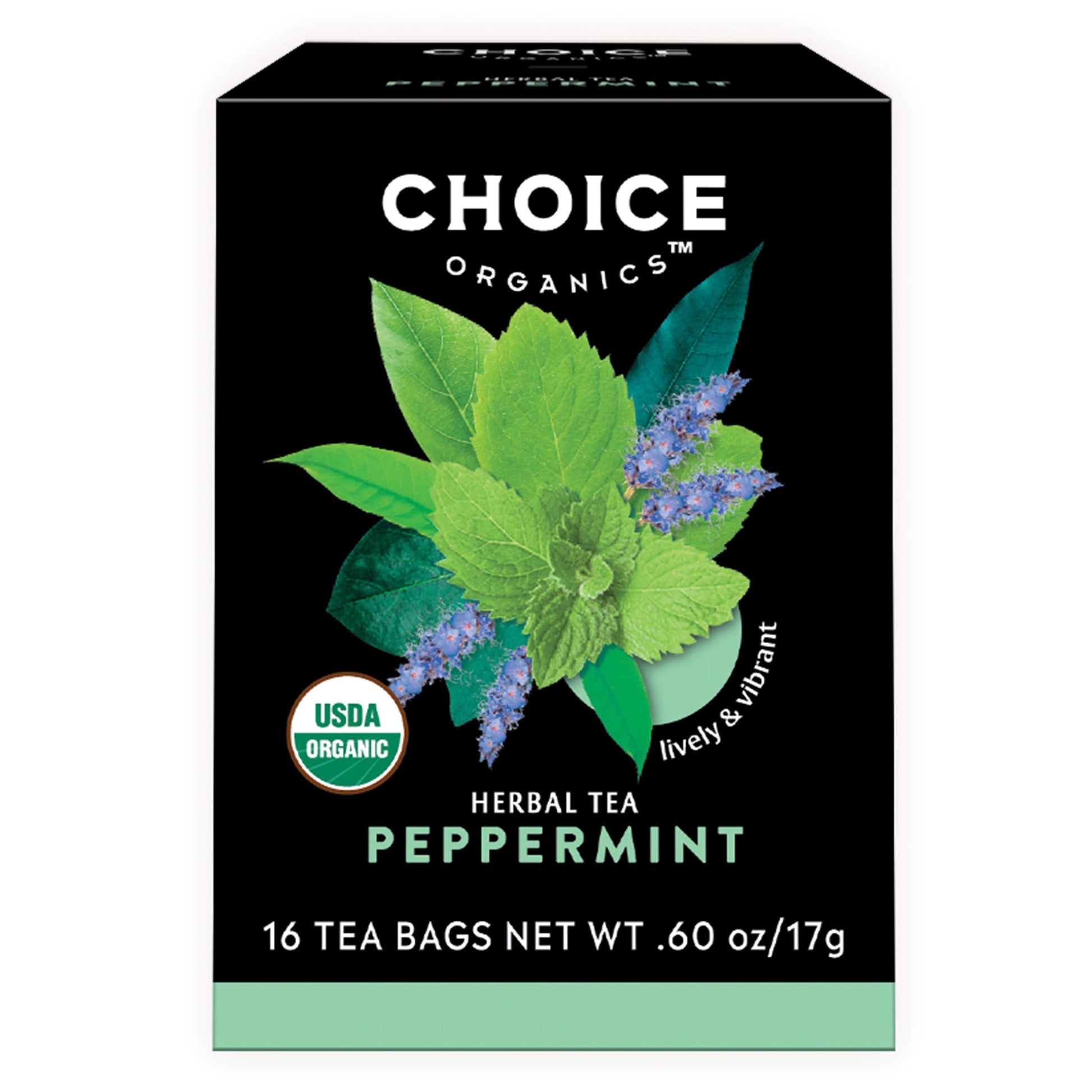 Choice Organic Teas Peppermint Herbal Tea - Caffeine Free - 48 Tea Bags - 16 Count (Pack of 3)
