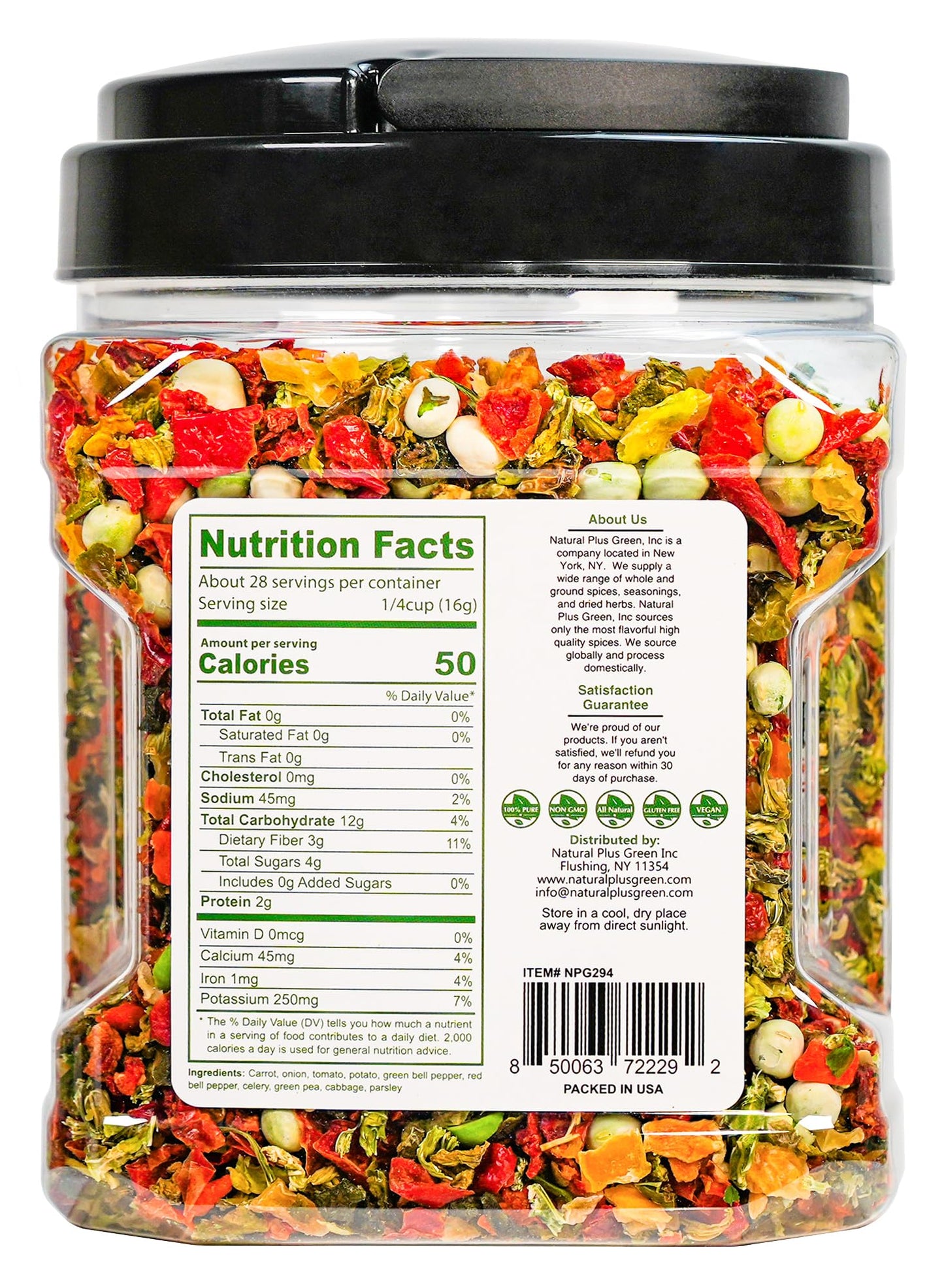 Npg Freeze-Dried Vegetable Mix 16 Oz (1 Lb), 10-Blend Dehydrated Vegetables Blend Of Carrots, Onions, Tomatoes, Potatoes, Bell P