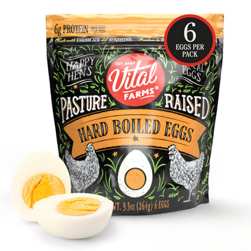 Vital Farms, Pasture-Raised Hard Boiled Eggs, Resealable Bag, 6 Ct