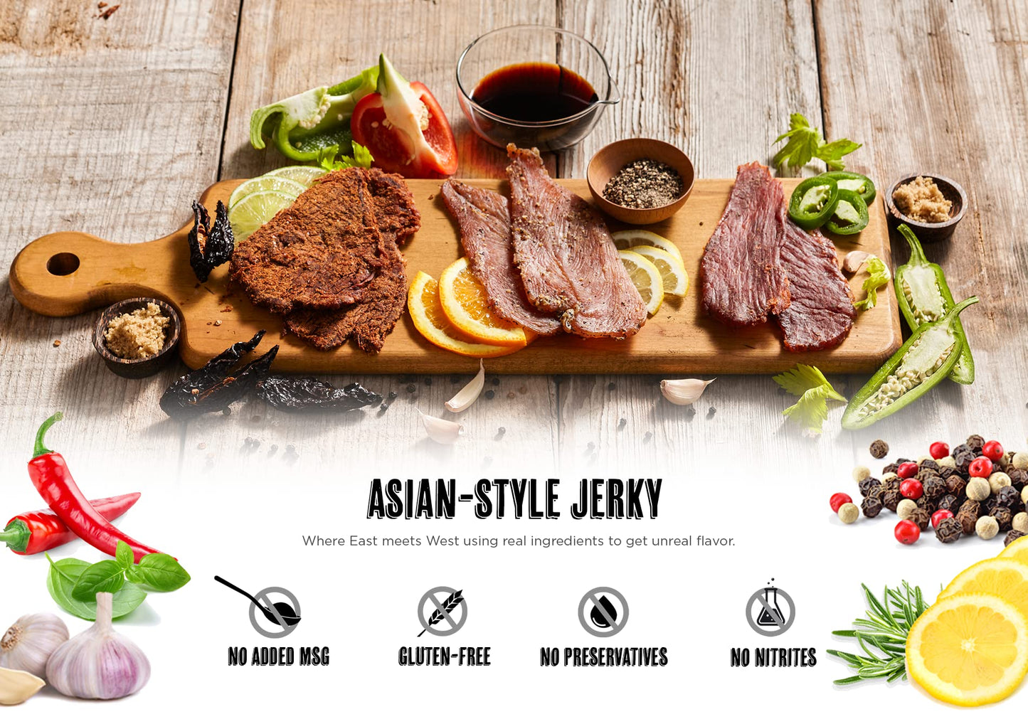 fusionJerky Artisan Pork Jerky, Grilled Island Teriyaki, 2.5 oz, Gluten Free, No Nitrates, No MSG, Made in USA