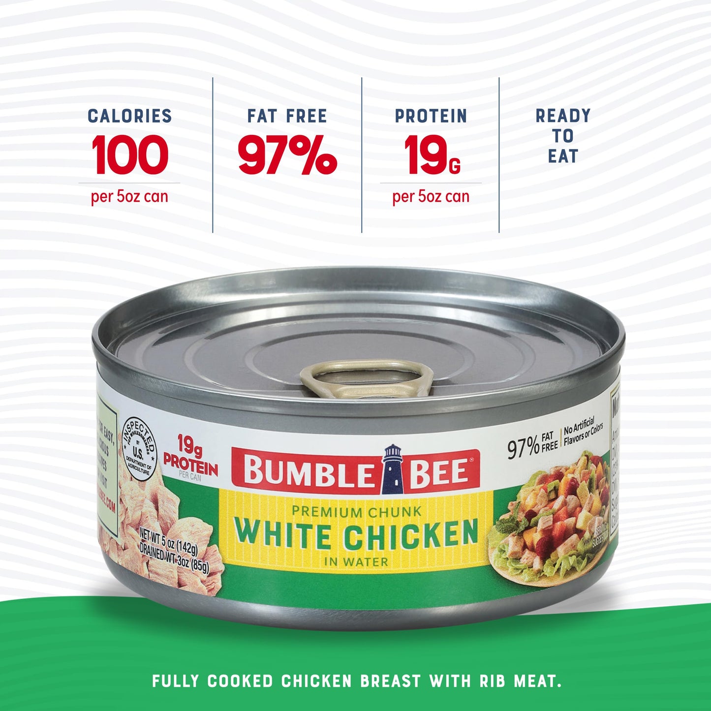 Bumble Bee Premium White Chicken In Water, High Protein Food, Keto Food And Snacks, Gluten Free Food, High Protein Snacks, Bulk Canned Chicken Breast In Water, Canned Meat, 5 Ounce (Pack Of 24)