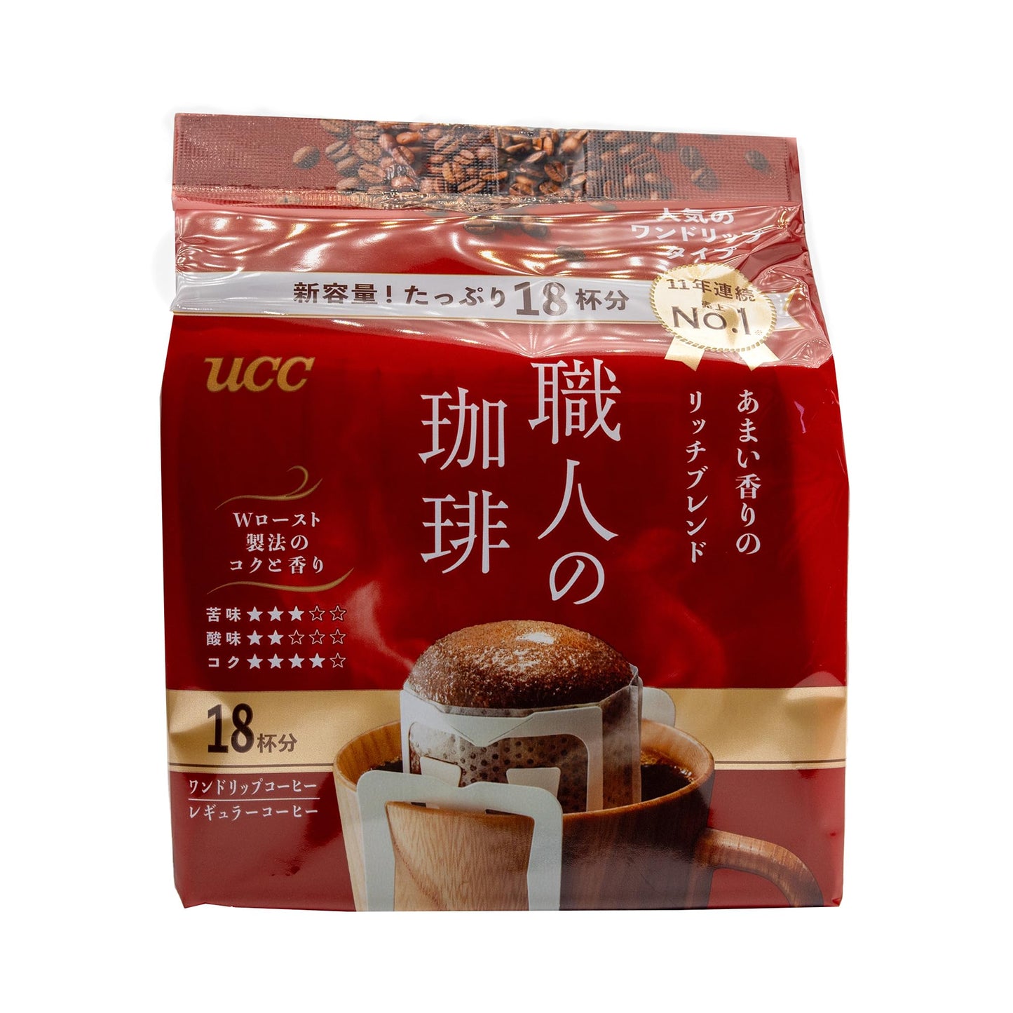 Ucc Shokunin Coffee Rich Blend, Single Serve Japanese Style Pour Over Coffee, Imported From Japan, 108 Individual Bags 0.25 Oz (7G) Per Bag, Sun-Dried Beans, Artisan Crafted, Each Bag Makes 5Oz Cup, (108 Pack)