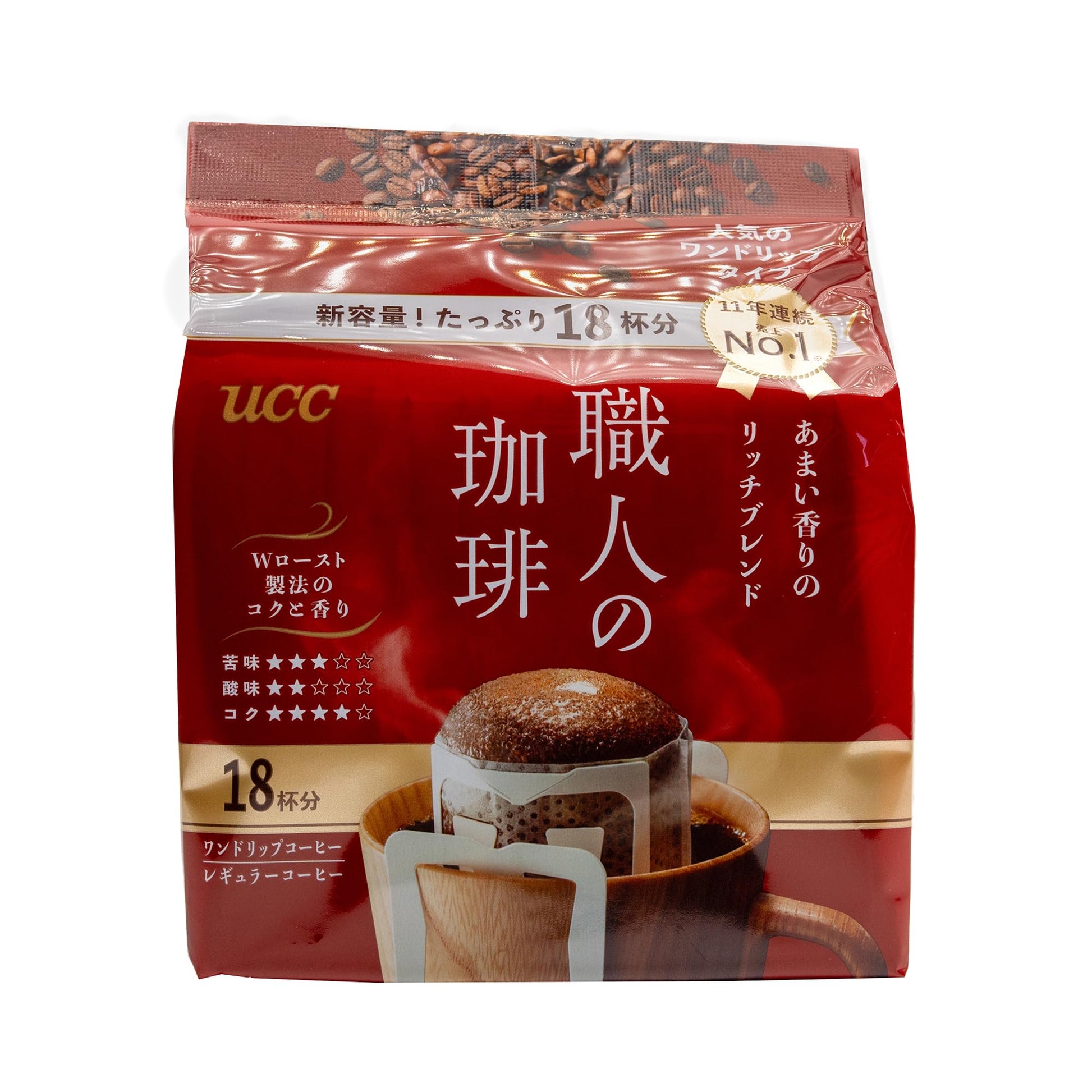 Ucc Shokunin Coffee Rich Blend, Single Serve Japanese Style Pour Over Coffee, Imported From Japan, 108 Individual Bags 0.25 Oz (7G) Per Bag, Sun-Dried Beans, Artisan Crafted, Each Bag Makes 5Oz Cup, (108 Pack)