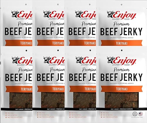 Enjoy Beef Jerky Teriyaki, All Natural 8Oz (Pack Of 8)