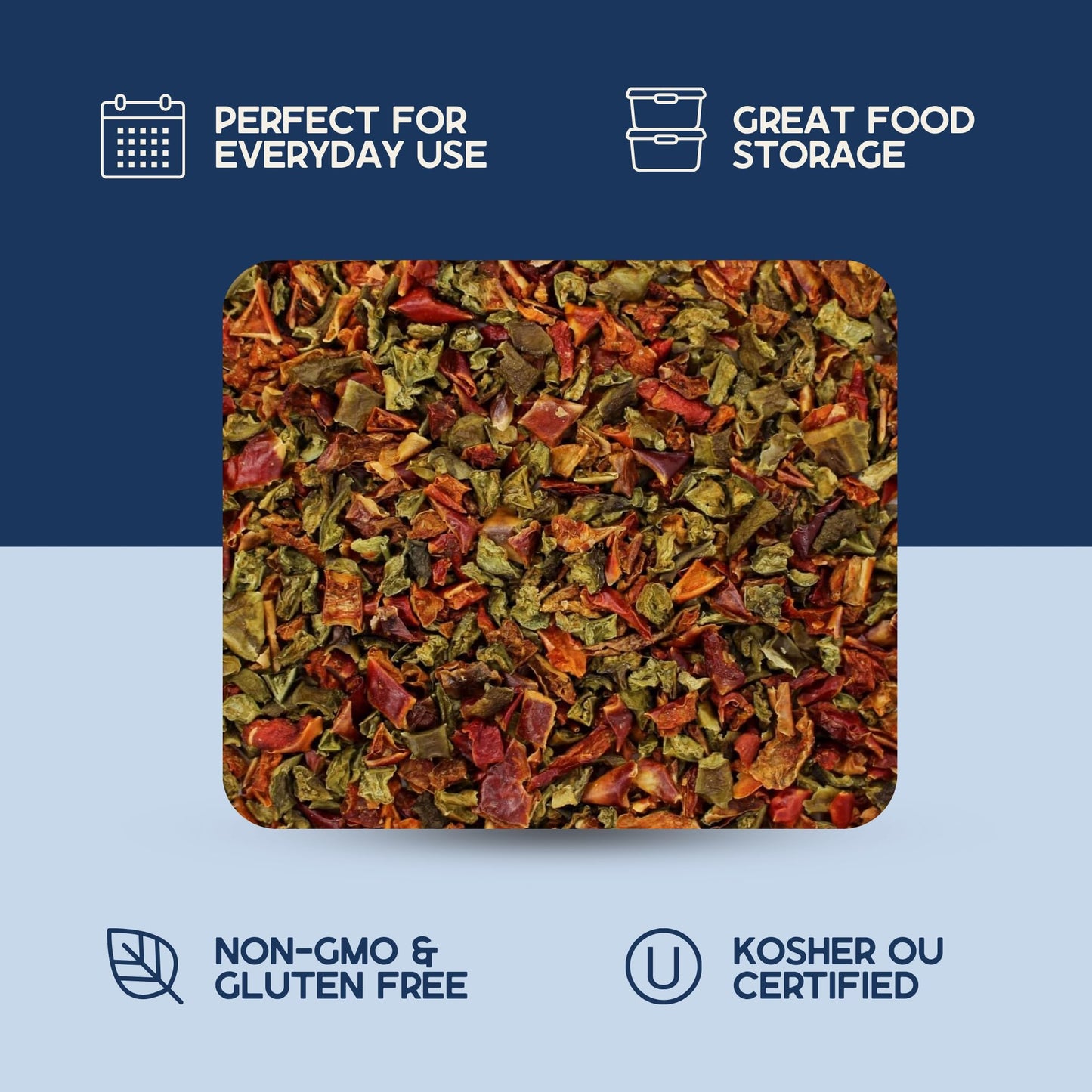 Harmony House Dried Mixed Bell Peppers – Dehydrated Vegetables, 10 oz Jar for Cooking, Camping & Emergency Supplies