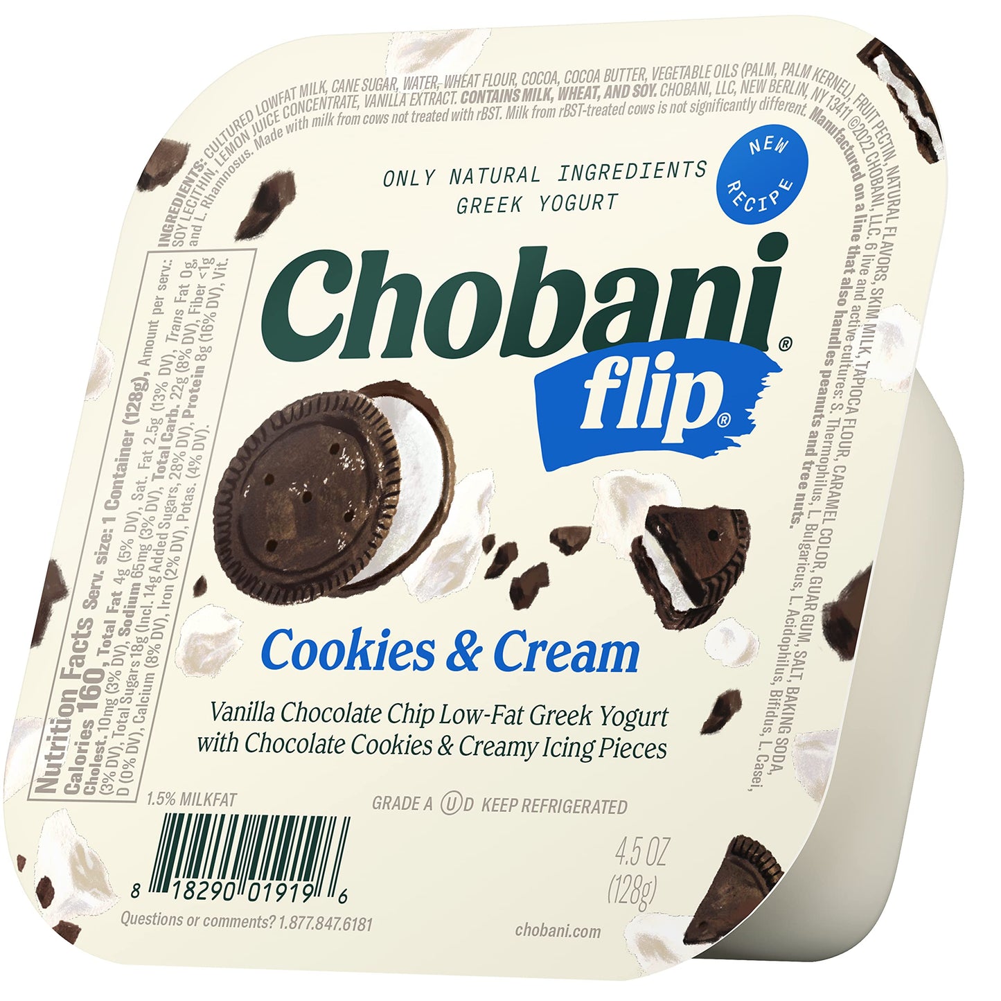 Chobani, Flip, Low-Fat Greek Yogurt Cookies & Cream, 4.5oz