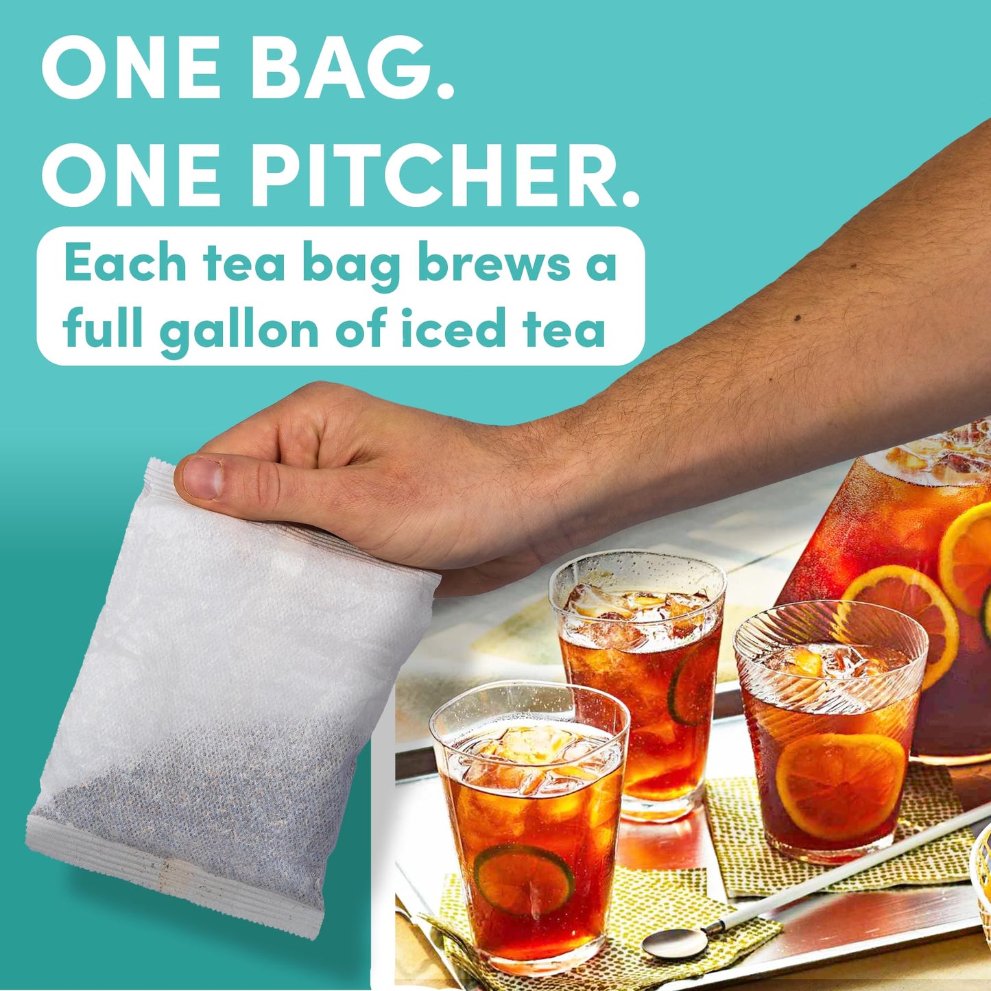 Sarasota Tea  1 Gallon Tea Bags  Gourmet Black Orange Pekoe Iced Tea Bags  Iced Tea Packs  (48 Count)