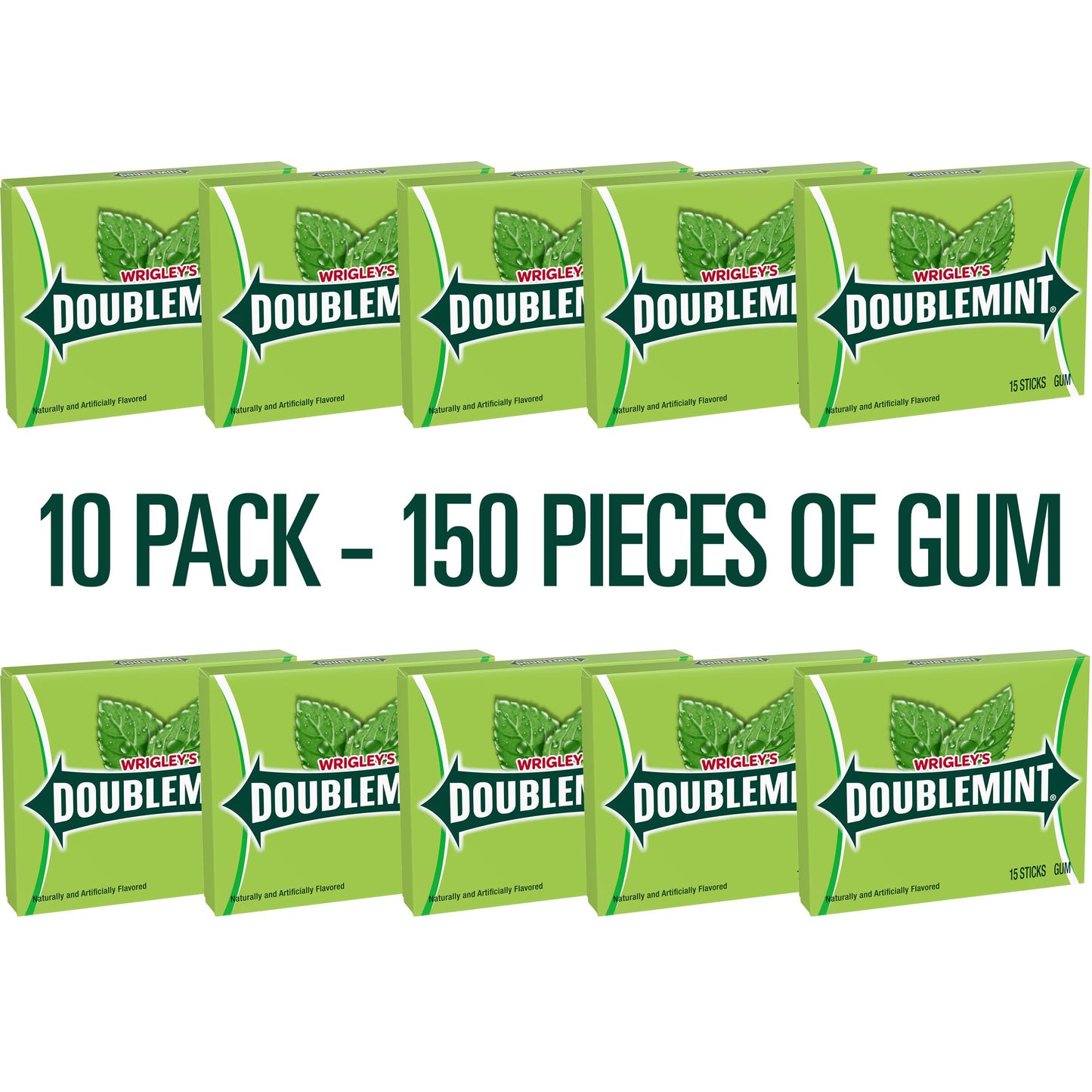 Wrigley Mint Chewing Gum, 15 Stick (Pack Of 10), 150 Gum Pieces