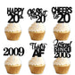 18pcs Black Glitter Happy 20th Dessert Cupcake Topper Pick for Funny Legend Since 2005 Theme Decor Supplies Men Women Happy 20 B