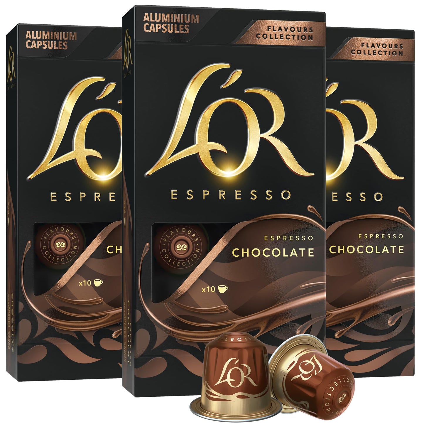LOr Espresso Units  30 Count Chocolate  Single-Serve Aluminum Coffee Units Compatible With The LOr Barista System & *Nespresso Oriflavor Blendal Machines